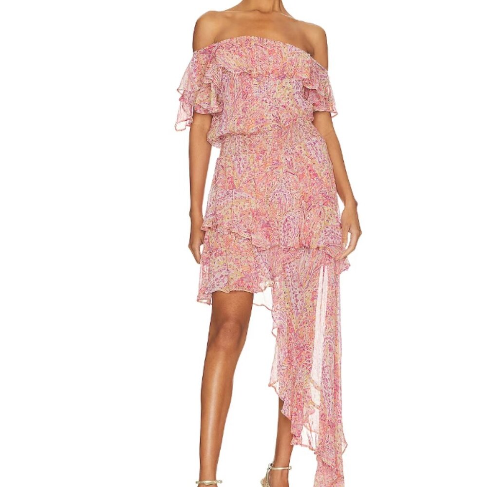 NWT Misa Los Angeles Gisele Dress | Puglia Paisley Pink | Size XL | Resortwear